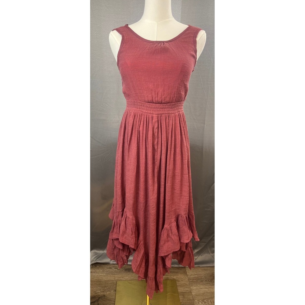 Mia Joy Joyfolie Maxi Dress Boho Crochet Open Back Dusty Rose Womens Size 8